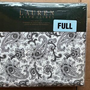 Ralph Lauren FULL Size BLACK WHITE Paisley Sheet Set   100% cotton percale